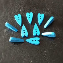 Pulsante a cuore in legno blu N°02-01