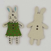 Bottone in legno coniglio verde N°01-03