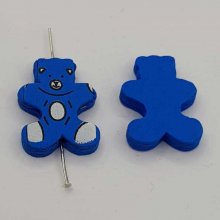 Perline di legno a forma di orso blu N°01-08.