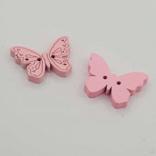 Bottone farfalla in legno rosa N°01-05
