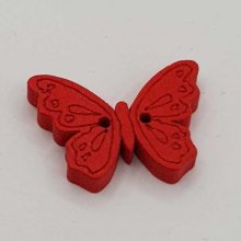 Pulsante a farfalla in legno rosso N°01-06