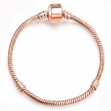 Bracciale europeo a clip 17 cm con chiusura liscia in oro