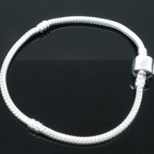 Bracciale europeo a clip 16 cm Chiusura liscia Argento placcato 925