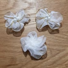 Set di 3 fiori colorati Tessuti di organza Bianco