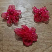 Set di 3 fiori colorati Tessuti di organza Fushia