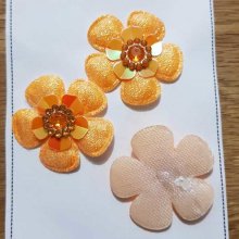 Set di 3 fiori 5 petali Tessuti arancioni