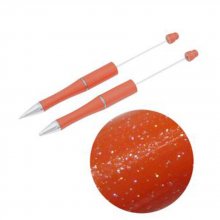 Penna decorativa per perline marrone arancio glitter da personalizzare x 1 pezzo