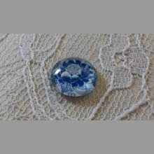 cabochon in vetro rotondo 12 mm fiore blu 034 