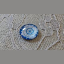 cabochon in vetro rotondo 12 mm fiore blu 032 