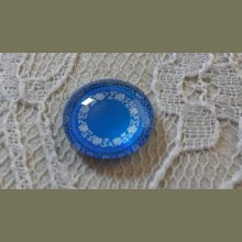 cabochon in vetro rotondo 12 mm fiore blu 027 