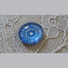 cabochon in vetro rotondo 12 mm fiore blu 026 