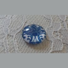 cabochon in vetro rotondo 12mm blu fiore 024 