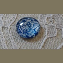 cabochon in vetro rotondo 12 mm fiore blu 019 