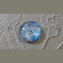 cabochon in vetro rotondo 12 mm fiore blu 014 