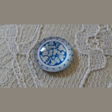 cabochon in vetro rotondo 12 mm fiore blu 008 