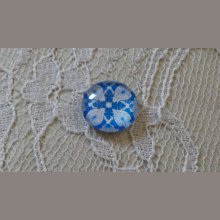 cabochon in vetro rotondo 12 mm fiore blu 005 