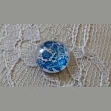 cabochon in vetro rotondo 12mm fiore blu 003 