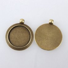 2 supporti per cabochon in bronzo da 25 mm, pendenti con cabochon 102AB 