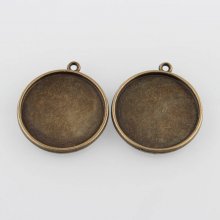 2 supporti per cabochon in bronzo da 20 mm, pendenti con cabochon 41AB 