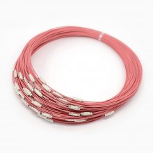 1 collana in filo rigido rosa con chiusura a vite N°01