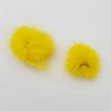 2 Pompons Fourrures 30 mm Jaune