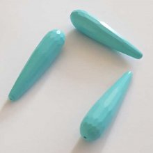 Perle Goutte Facettée Bleu Ciel 40 mm