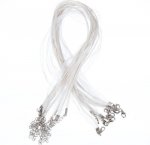 Collana con nastro di organza N°01 e cordoncino cerato bianco