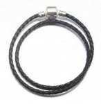 Bracciale europeo intrecciato a 2 giri Clip Uni 01 19cm Nero