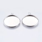 10 supporti per cabochon 25 mm argento antico, acciaio inox