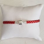 Bracciale europeo a clip intrecciato 03 DA 15 A 23 CM Rosso