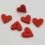 Pulsante a cuore in legno rosso N°01-07