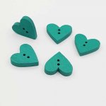 Pulsante in legno, cuore verde N°01-09