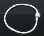 Bracciale europeo a clip 16 cm Chiusura liscia Argento placcato 925