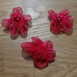 Set di 3 fiori colorati Tessuti di organza Fushia