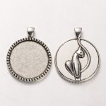 2 supporti per cabochon in argento da 30 mm, ciondoli con cabochon 34AS