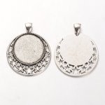 2 porta cabochon in argento da 25 mm, ciondoli cabochon 30AS