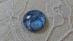 cabochon in vetro rotondo 12 mm fiore blu 013 