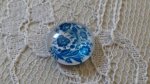 cabochon in vetro rotondo 12mm fiore blu 003 