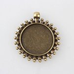 2 supporti per cabochon in bronzo da 25 mm, pendenti con cabochon 84AB 