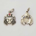 Ciondolo segno zodiacale Cancro in metallo argento N°03 con strass