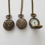Orologio a soffietto con gufo in bronzo antico e catena