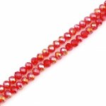 Perles en Verre 4 mm à Facettes Couleur Rouge AB