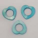 Perle Coeur Nacre 25 x 25 mm Bleu