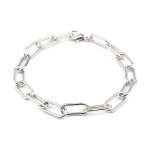 Bracelet maille ovale plaqué platine 22 cm N°01