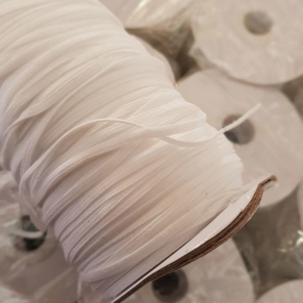 Mascherina elastica piatta 3 mm Bianco morbido corredino al metro