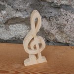 chiave di violino con base integrata decorazione musicale fatta a mano in legno massiccio