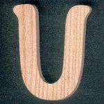 Lettera U in legno, altezza 5 cm, in frassino