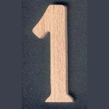 Numero 1 in legno, alto 8 cm, marcatura, numero da incollare