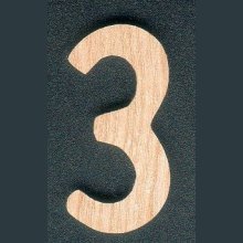 Numero 3 in legno di frassino, altezza 5 cm
