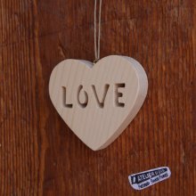 Cuore in legno LOVE, cuore di San Valentino, decorazione per matrimonio, regalo di nozze in legno o originale pallina di Natale, molto naturale